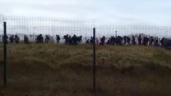 Видео с беженцами, прорвавшимися на территорию Польши - Sputnik Литва