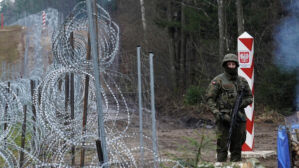 Польский пограничник на границе Польши и Белоруссии - Sputnik Литва