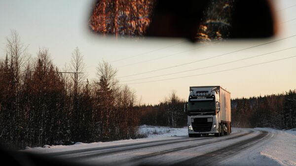 Грузовик на зимней дороге, архивное фото - Sputnik Литва