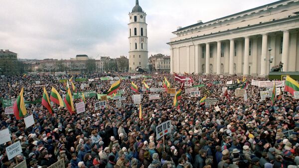 Митинг на Кафедральной площади Вильнюса, архивное фото - Sputnik Литва