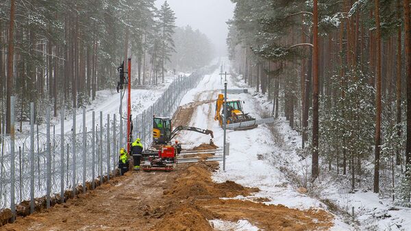 Строительство забора на границе Литвы и Белоруссии - Sputnik Литва