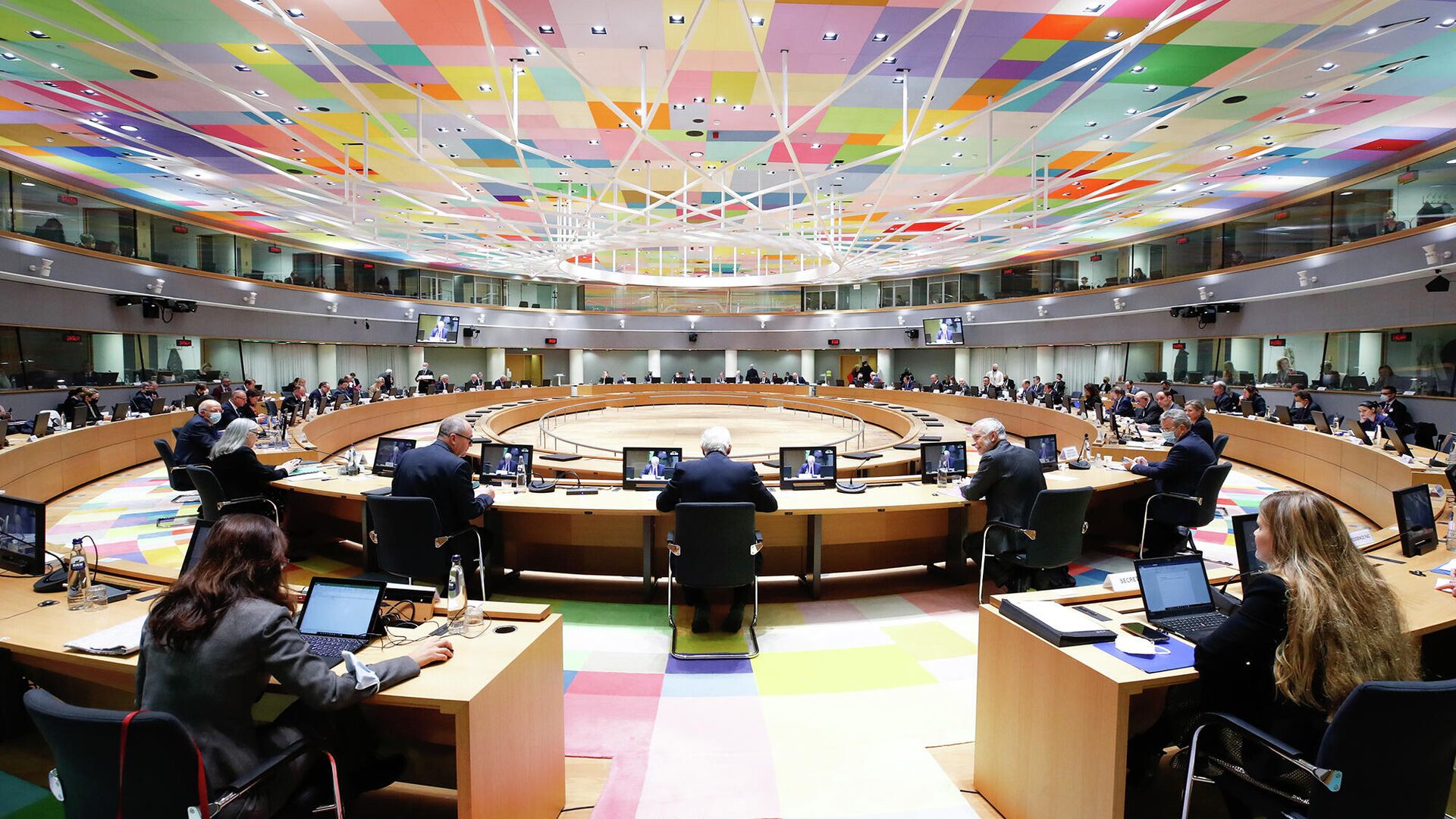 Europos Komisijos posėdžių salė Briuselyje, - Sputnik Lietuva, 1920, 21.03.2022