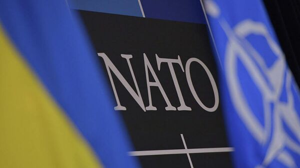 Логотип НАТО и флаг Украины, архивное фото - Sputnik Литва