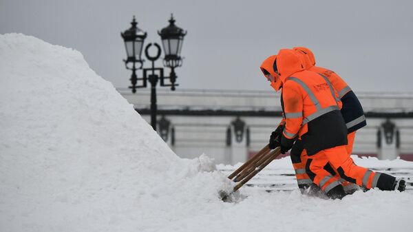 Сотрудники коммунальных служб убирают снег, архивное фото - Sputnik Литва