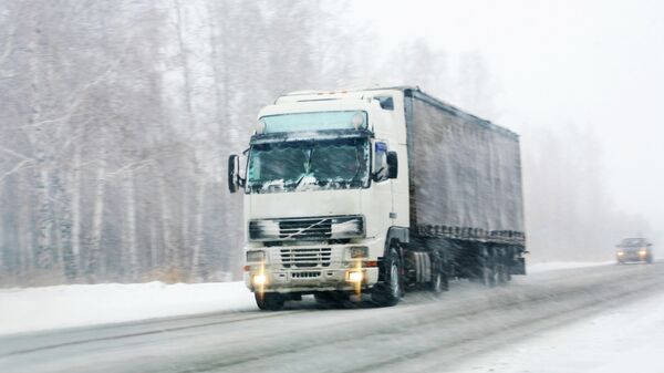Фура на зимней дороге, архивное фото - Sputnik Литва