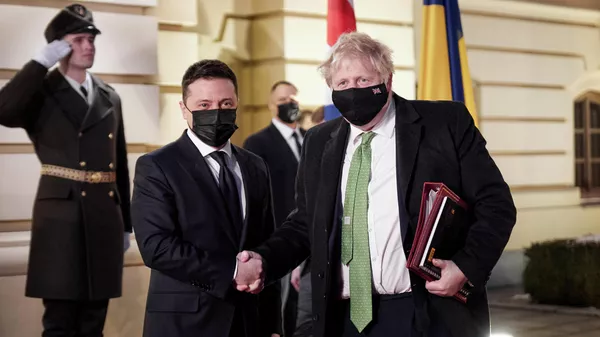 Borisas Džonsonas ir Vladimiras Zelenskis - Sputnik Lietuva