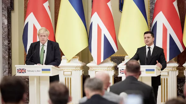 Borisas Džonsonas ir Vladimiras Zelenskis - Sputnik Lietuva