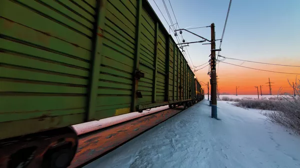 Krovininis traukinys geležinkelyje - Sputnik Lietuva