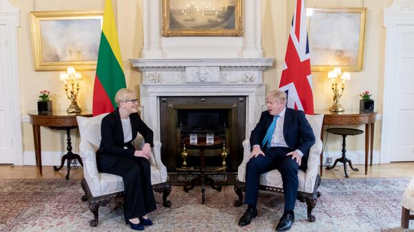 Премьер-министр Литвы Ингрида Шимоните и премьер-министр Великобритании Борис Джонсон - Sputnik Lietuva