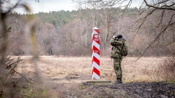 Польский пограничник на границе Польши и Белоруссии, архивное фото - Sputnik Литва