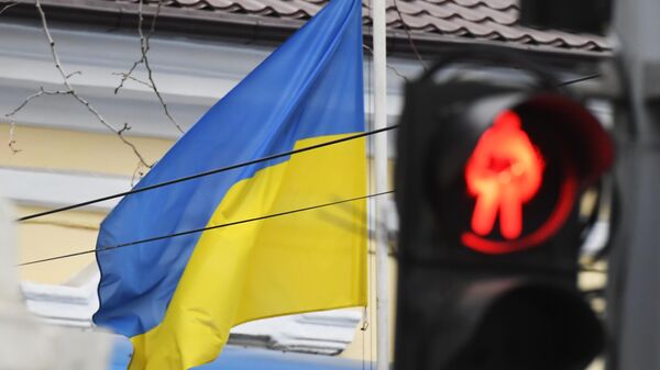 Флаг Украины и светофор, архивное фото - Sputnik Литва
