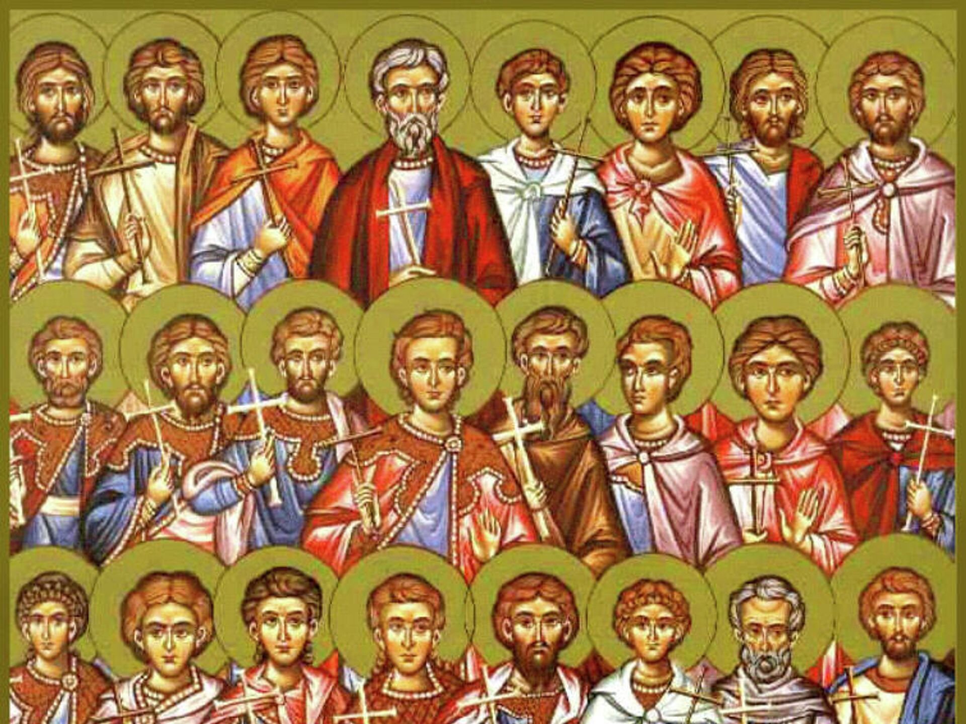 Сорок святых в 2024 году какого. Икона сорока святых мучеников Севастийских. Икона сорока святых мучеников. Икона 40 Севастийских мучеников. Икона 40 мучеников.
