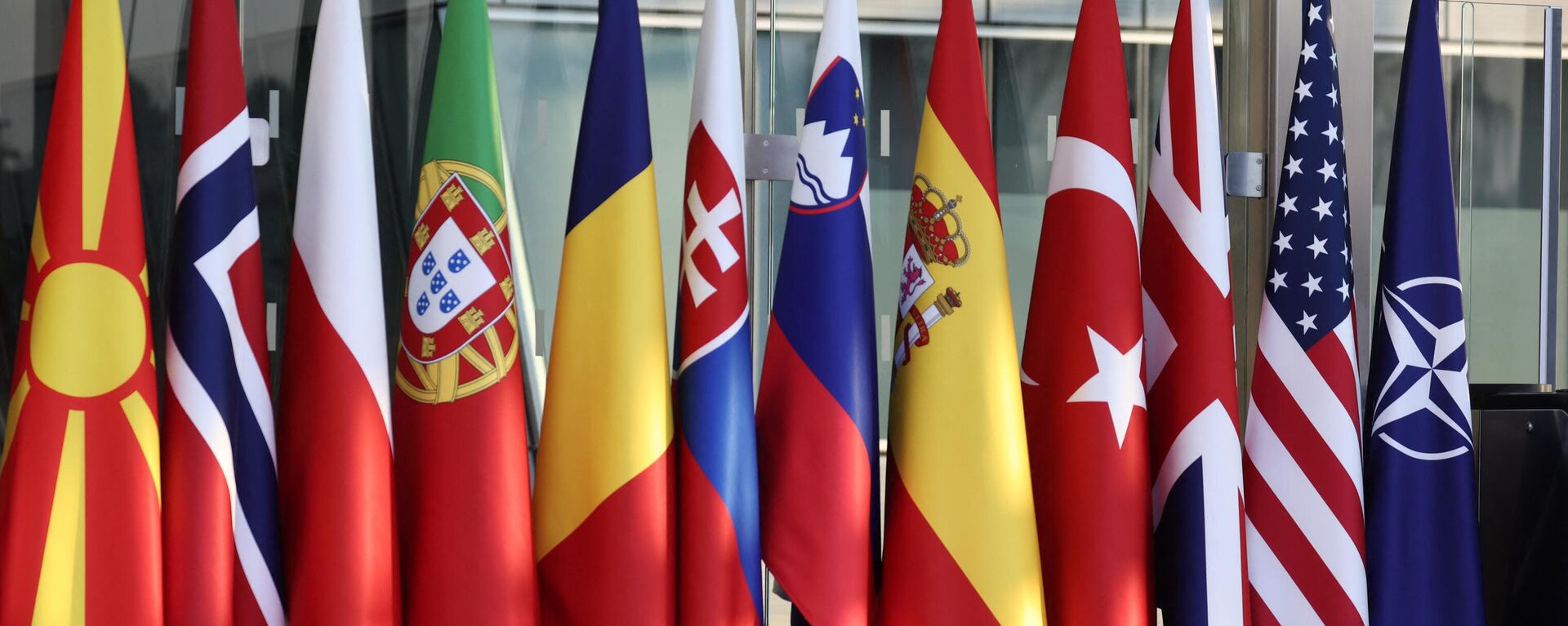 NATO viršūnių susitikime Briuselyje dalyvaujančių šalių vėliavos - Sputnik Lietuva, 1920, 07.04.2022