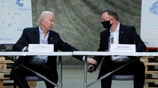 Президент США Джо Байден и президент Польши Анжей Дуда в Жешуве - Sputnik Lietuva