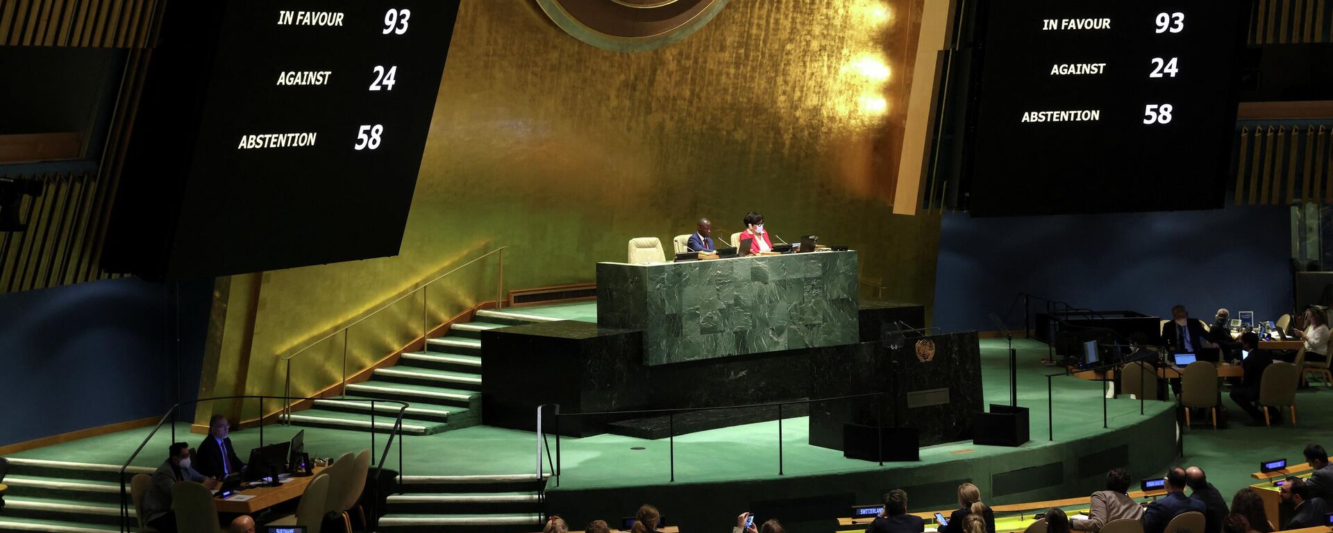 Balsavimas JT Generalinėje Asamblėjoje dėl Rusijos dalyvavimo ŽTT sustabdymo - Sputnik Lietuva, 1920, 07.04.2022