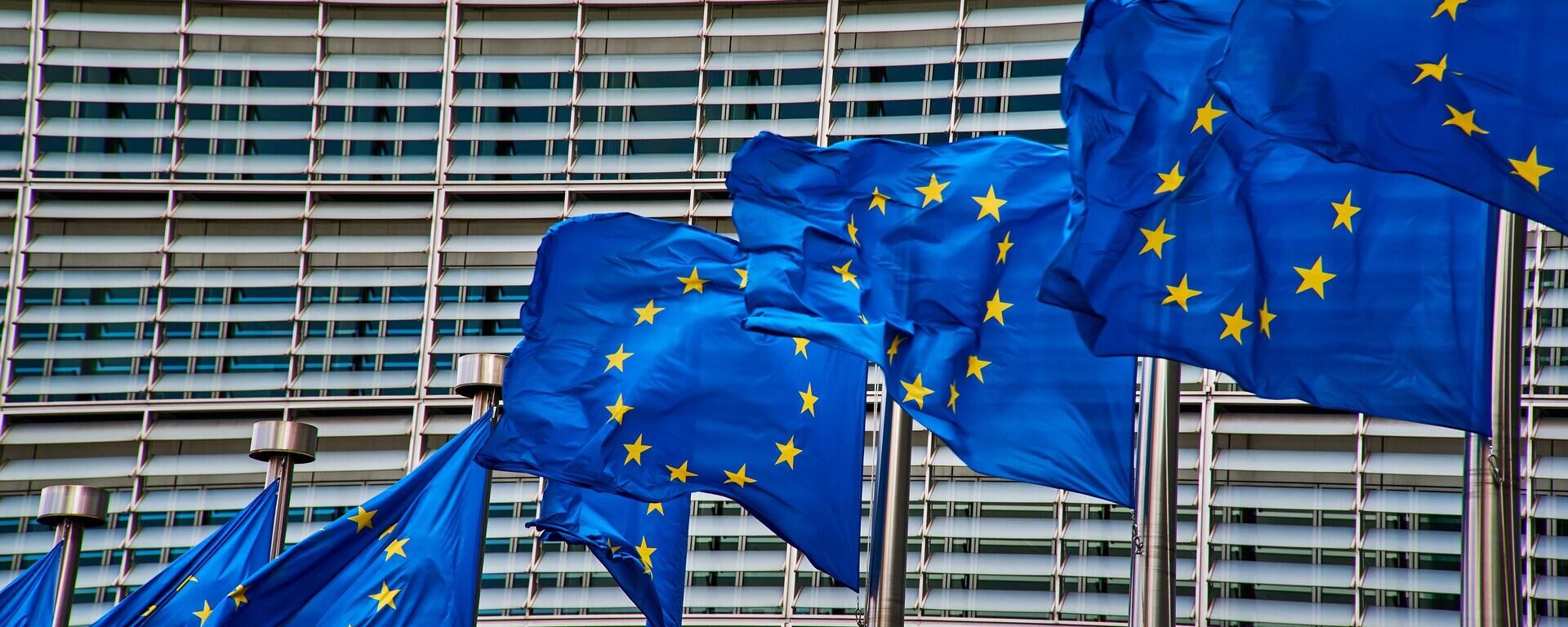Флаги Европейского союза у штаб-квартиры Европейской комиссии в Брюсселе, архивное фото - Sputnik Литва, 1920, 18.10.2022