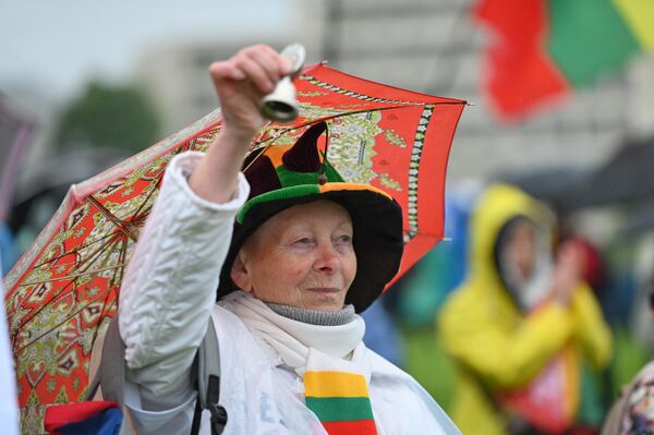 На фото: участница митинга.  - Sputnik Литва