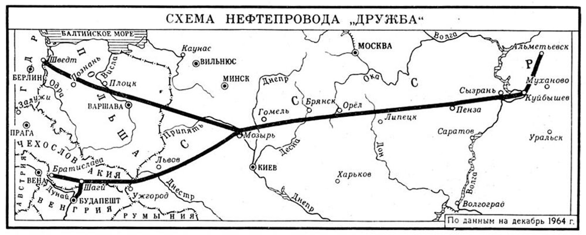 Схема нефтепровода Дружба - Sputnik Литва, 1920, 20.09.2022