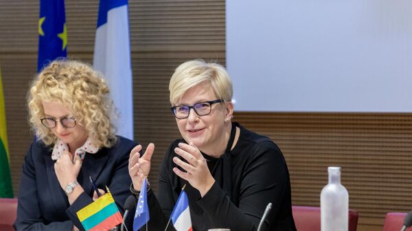 Премьер-министр Литвы Ингрида Шимоните (справа) и министр экономики и инноваций Аушрине Армонайте - Sputnik Литва