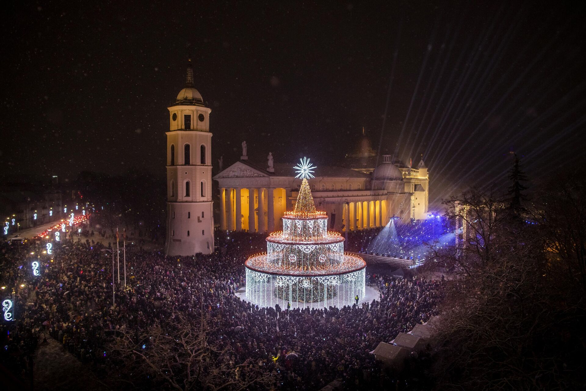 Рождественская елка на Кафедральной площади в Вильнюсе - Sputnik Литва, 1920, 01.11.2023