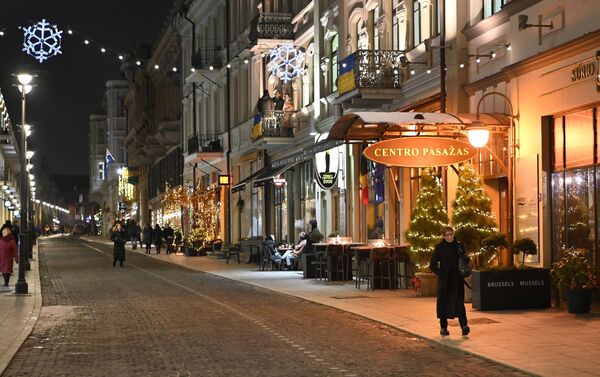 Создают рождественское настроение в Вильнюсе и празднично украшенные витрины зданий. - Sputnik Литва