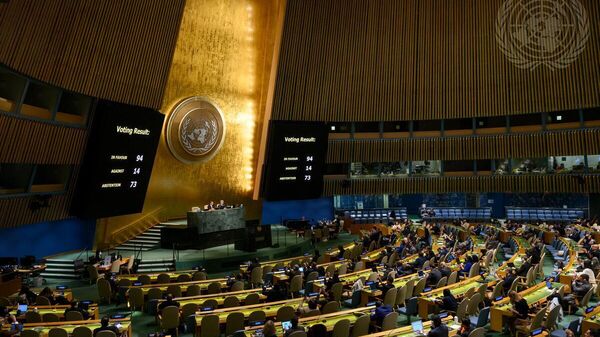 Общий вид на зал Генеральной Ассамблеи ООН - Sputnik Литва