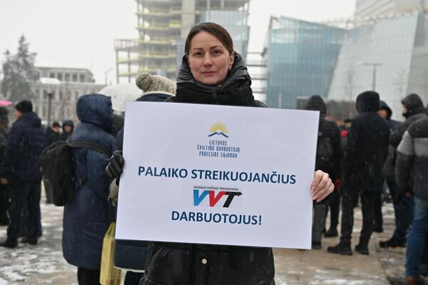 Литовский профсоюз &quot;Солидарность&quot; 9 декабря организовал акцию протеста напротив здания Вильнюсского самоуправления. - Sputnik Литва