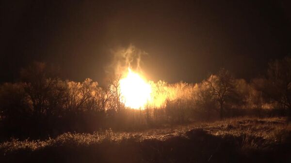 Пожар на газопроводе в городе Лутугино Луганской Народной Республики - Sputnik Литва