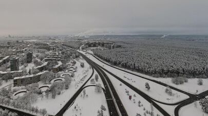 Вид заснеженного Вильнюса, архивное фото