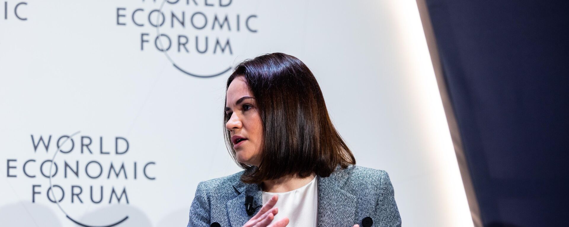 Экс-кандидат в президенты Белоруссии Светлана Тихановская на экономическом форуме в Давосе, архивное фото - Sputnik Литва, 1920, 29.01.2026