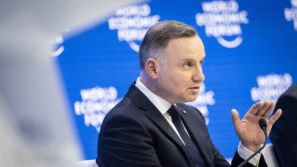 Президент Польши Анджей Дуда на Всемирном экономическом форуме в Давосе - Sputnik Литва