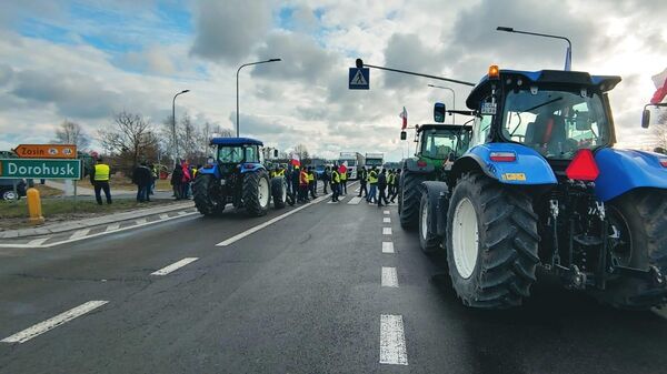 Польские фермеры протестуют на польско-украинской границе, архивное фото - Sputnik Литва