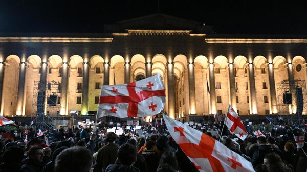 Акция протеста у здания парламента в Тбилиси  - Sputnik Литва