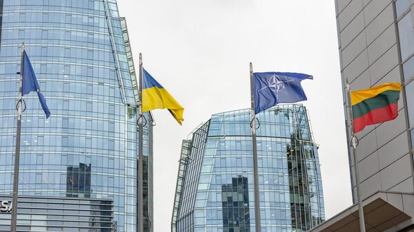 Флаги ЕС, Украины, НАТО и Литвы - Sputnik Литва