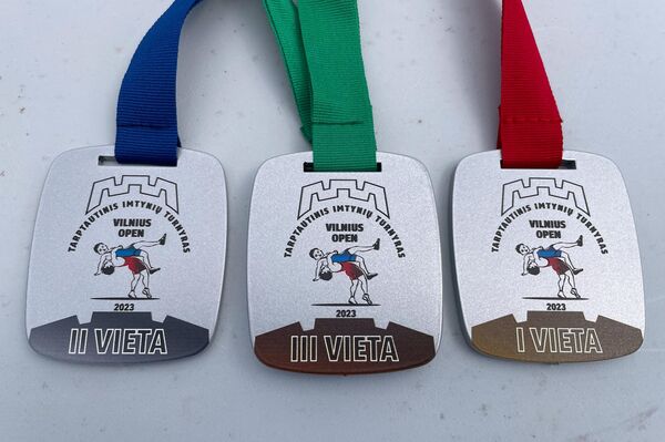 На фото: памятные медали для победителей и призеров состязаний. - Sputnik Литва