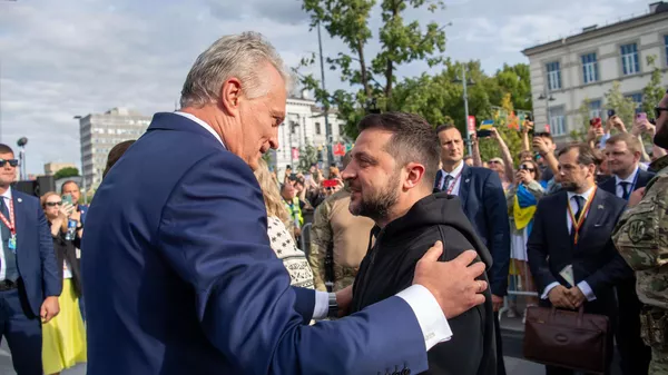 Президент Литвы Гитанас Науседа (слева) и президент Украины Владимир Зеленский в Вильнюсе - Sputnik Литва
