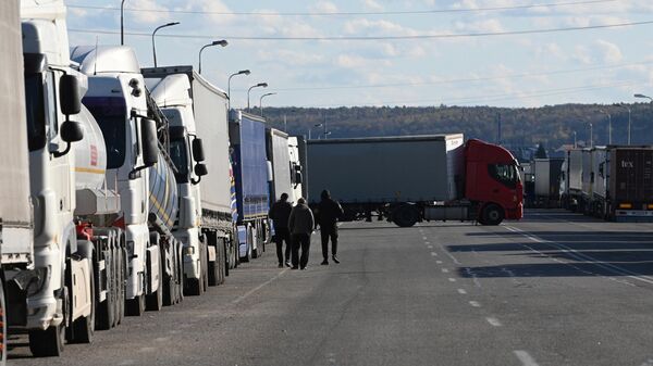 Очереди из грузовиков на границе Украины и Польши - Sputnik Литва