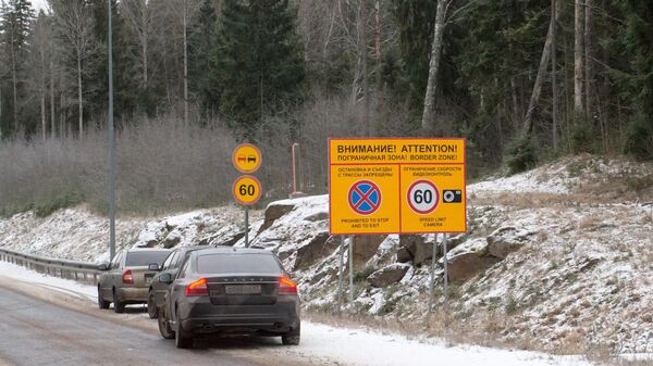 Знак Пограничная зона на пункте пропуска МАПП Нуйамаа на границе Финляндии и России. - Sputnik Литва