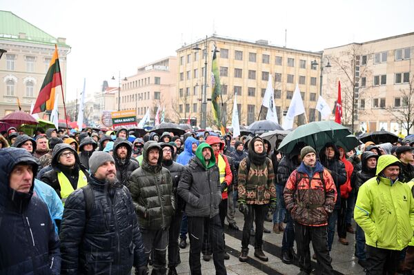 В среду, 24 января, на площади имени Винцаса Кудирки напротив здания правительства проходит большой митинг фермеров. - Sputnik Литва