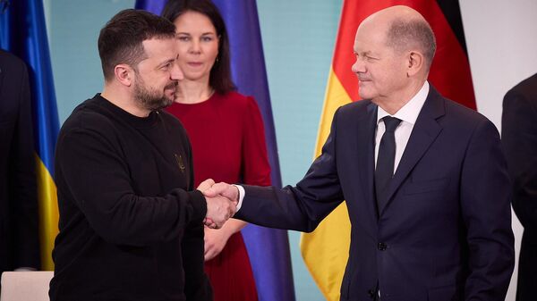  Президент Украины Владимир Зеленский и канцлер Германии Олаф Шольц - Sputnik Литва
