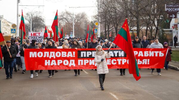 Акция протеста в Тирасполе против экономического давления со стороны Молдавии - Sputnik Литва