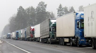 Очередь грузовиков на белорусско-литовской границе