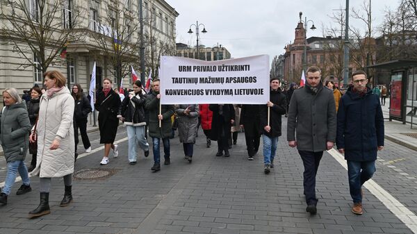 Акция в Вильнюсе в защиту школ нацменьшинств - Sputnik Литва