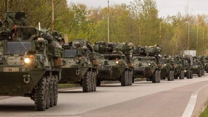 Колонна военной техники американской армии в Литве