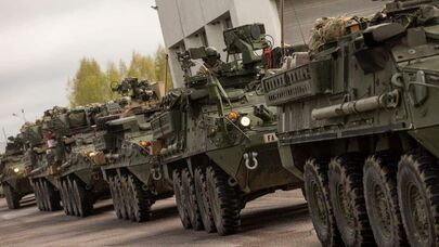 Колонна военной техники американской армии в Литве