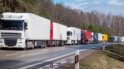 Очередь грузовиков на белорусско-литовской границе, архивное фото