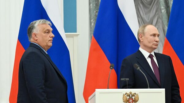 Президент РФ Владимир Путин и премьер-министр Венгрии Виктор Орбан (слева) - Sputnik Литва
