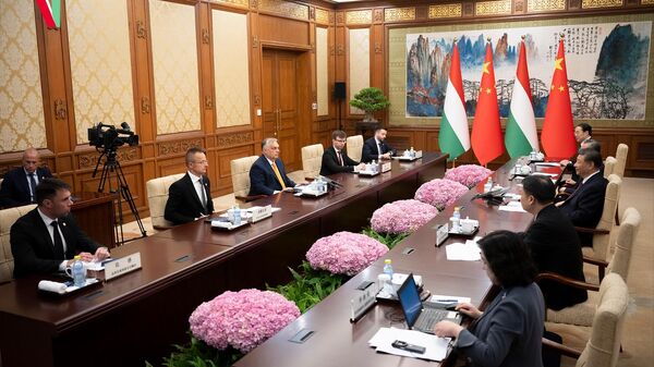 Встреча премьер-министра Венгрии Виктора Орбана с председателем КНР Си Цзиньпином - Sputnik Литва