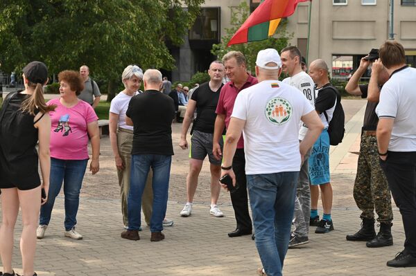 Митингующие заявили об угрозе национальной безопасности в связи с инициативами фракции в Сейме. - Sputnik Литва