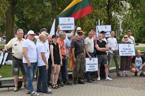 По словам организатора акции протеста, тот факт, что Сейм решил пока не рассматривать этот закон, не означает, что он не появится в повестке дня заседания. - Sputnik Литва